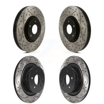 Front Rear Coated Drilled Slotted Disc Brake Rotors Kit For INFINITI G37 G35 Q60 KD-100482