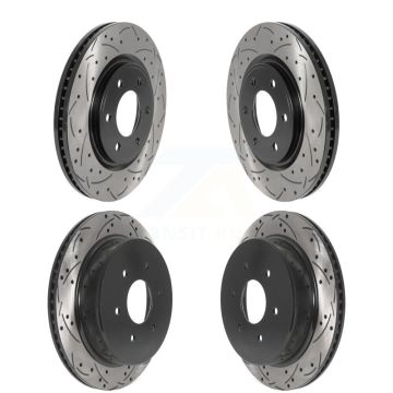 Front Rear Coated Drilled Slotted Disc Brake Rotors Kit For 2017-2023 Nissan TITAN KD-100488