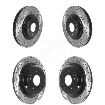 Front Rear Coated Drilled Slotted Disc Brake Rotors Kit For Hyundai Genesis KD-100490