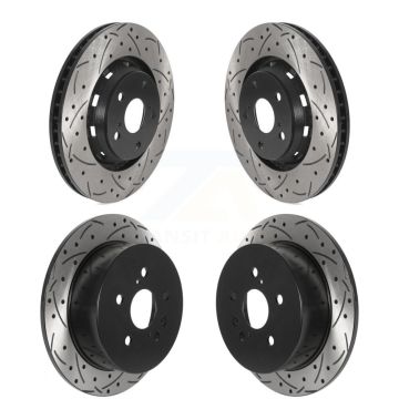 Front Rear Coated Drilled Slotted Disc Brake Rotors Kit For 2009-2016 Toyota Venza KD-100494
