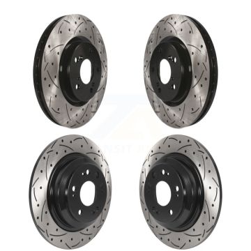 Front Rear Coated Drilled Slotted Disc Brake Rotors Kit For 2009-2014 Acura TL KD-100495
