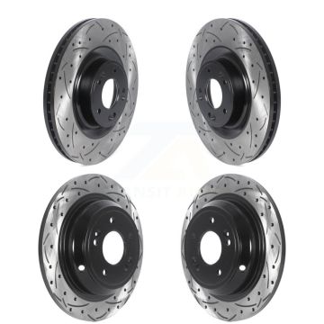 Front Rear Coated Drilled Slotted Disc Brake Rotors Kit For Hyundai Genesis G80 Kia K900 KD-100496