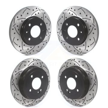 Front Rear Coated Drilled Slotted Disc Brake Rotors Kit For Hyundai Accent Kia Rio KD-100506