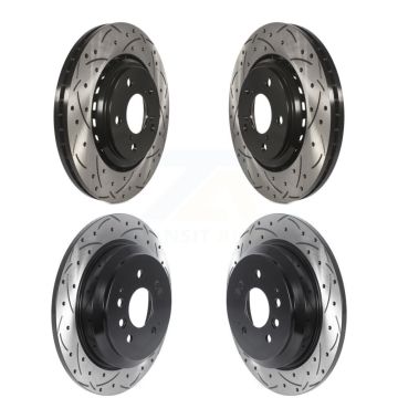 Front Rear Coated Drilled Slotted Disc Brake Rotors Kit For Honda Pilot Ridgeline Passport KD-100508