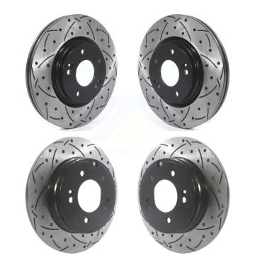 Front Rear Coated Drilled Slotted Disc Brake Rotors Kit For Hyundai Sonata Kia Optima KD-100511