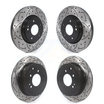 Front Rear Coated Drilled Slotted Disc Brake Rotors Kit For Hyundai Tucson Kia Sportage KD-100513