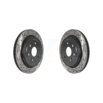 Rear Coated Drilled Slotted Disc Brake Rotors Pair For Cadillac SRX Saab 9-4X KD-100516