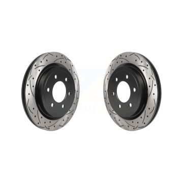 Rear Coated Drilled Slot Disc Brake Rotor Pair For Ford F-150 Expedition Lincoln Navigator KD-100522