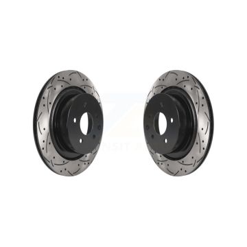 Rear Coated Drilled Slotted Disc Brake Rotors Pair For INFINITI G37 G35 Q60 KD-100532