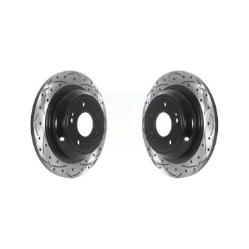 Rear Coated Drilled Slotted Disc Brake Rotors Pair For Hyundai Genesis G80 Kia K900 KD-100535