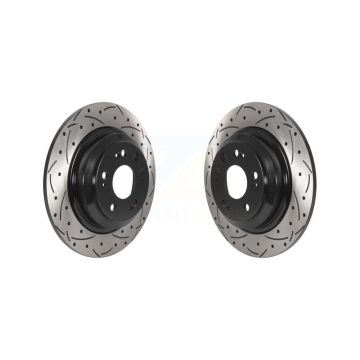 Rear Coated Drilled Slotted Disc Brake Rotors Pair For 2009-2014 Acura TL KD-100537