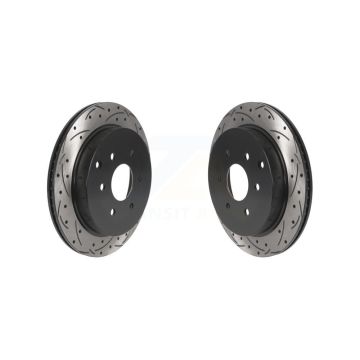 Rear Coated Drilled Slotted Disc Brake Rotors Pair For INFINITI QX80 Nissan Armada QX56 KD-100539