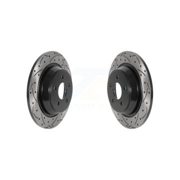 Rear Coated Drilled Slotted Disc Brake Rotors Pair For 2012-2015 Land Rover Range Evoque KD-100541