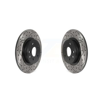 Rear Coated Drill Slot Disc Brake Rotors Pair For Land Rover Discovery Sport Jaguar E-Pace KD-100549