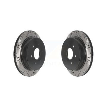 Rear Coated Drilled Slotted Disc Brake Rotors Pair For 2017-2023 Nissan TITAN KD-100552