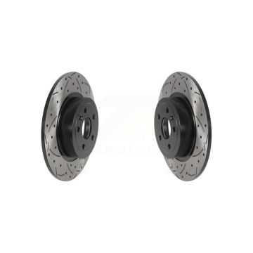 Rear Coated Drilled Slotted Disc Brake Rotors Pair For 2016-2019 Land Rover Range Evoque KD-100555