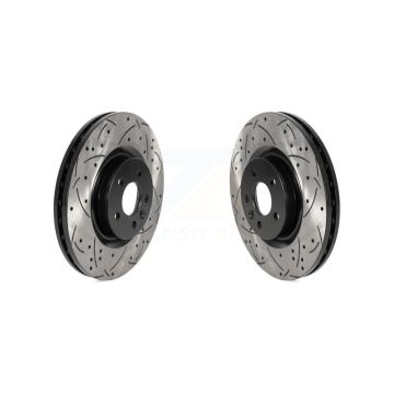 Front Drill Slot Disc Brake Rotors Pair For Land Rover Discovery Sport Range Evoque Jaguar KD-100563