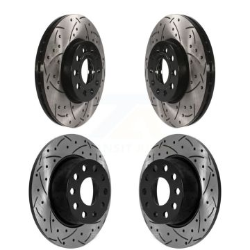 Front Rear Coated Drilled Slotted Disc Brake Rotors Kit For Volkswagen Jetta Taos KD-100572