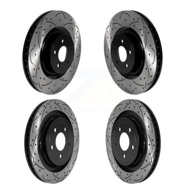 Front Rear Coated Drilled Slotted Disc Brake Rotors Kit For Ford Mustang KD-100573