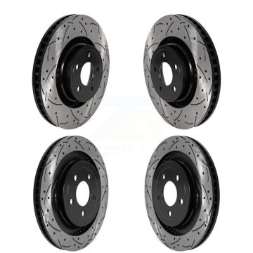 Front Rear Coated Drilled Slotted Disc Brake Rotors Kit For Ford Mustang KD-100574