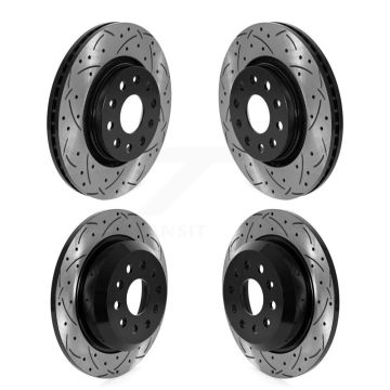 Front Rear Coated Drilled Slotted Disc Brake Rotors Kit For Jeep Wrangler KD-100577