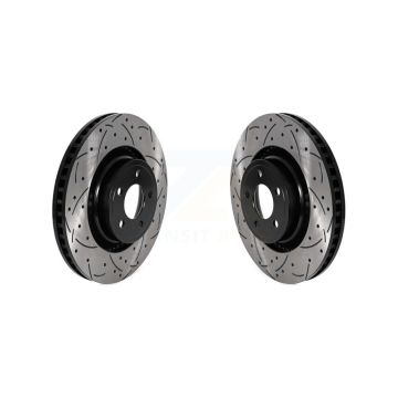 Front Coated Drilled Slotted Disc Brake Rotors Pair For Ford Mustang KD-100584