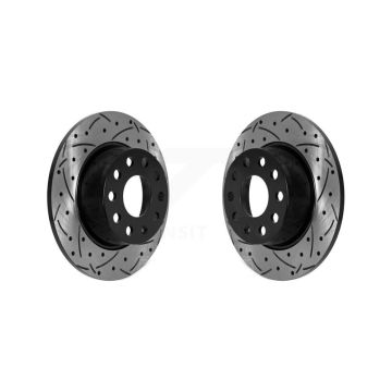Rear Coated Drilled Slotted Disc Brake Rotors Pair For Volkswagen Jetta Taos KD-100587