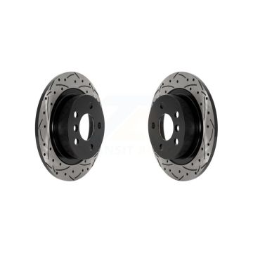 Rear Coated Drill Slot Disc Brake Rotor Pair For Mini Cooper Countryman Clubman BMW i3 i3s KD-100592