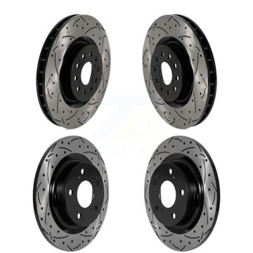 Front Rear Coated Drilled Slotted Disc Brake Rotors Kit For 2017-2020 Honda Civic Type R KD-100593
