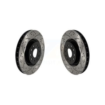 Front Coated Drilled Slotted Disc Brake Rotors Pair For 2017-2020 Honda Civic Type R KD-100594