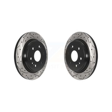 Rear Drill Slot Brake Rotors Pair For GMC Chevrolet Silverado 1500 Sierra Limited Yukon XL KD-100599