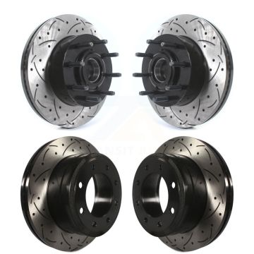 Front Rear Drilled Slot Disc Brake Rotors Hub Assembly Kit For Ford F-350 Super Duty F-250 KD-100609