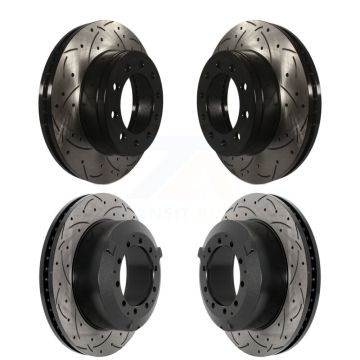 Front Rear Drill Slot Brake Rotors Kit For Ford F-450 Super Duty F-550 International CF500 KD-100612