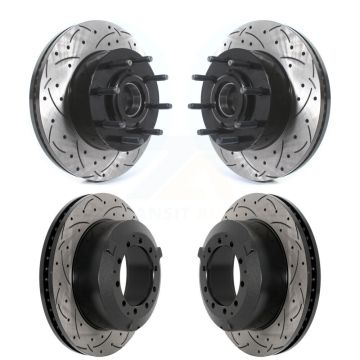 Front Rear Drilled Slot Brake Rotors Kit For Ford F-350 Super Duty With Single Wheels KD-100615