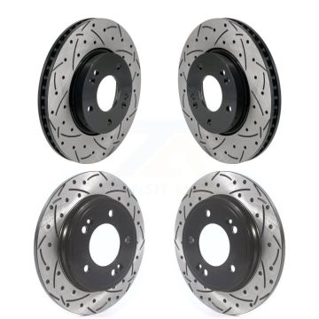 Front Rear Coated Drilled Slotted Disc Brake Rotors Kit For Hyundai Elantra KD-100618