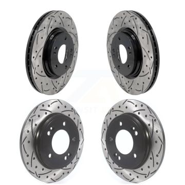 Front Rear Coated Drilled Slot Disc Brake Rotors Kit For 2021-2023 Hyundai Elantra N Line KD-100619