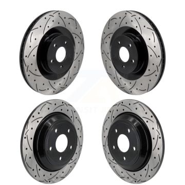 Front Rear Coated Drilled Slotted Disc Brake Rotors Kit For 2016-2018 Ford Focus RS KD-100620