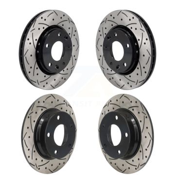 Front Rear Coated Drilled Slotted Disc Brake Rotors Kit For 2020-2023 Nissan Sentra KD-100622