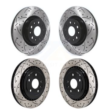 Front Rear Coated Drilled Slotted Disc Brake Rotors Kit For Chevrolet Camaro KD-100623