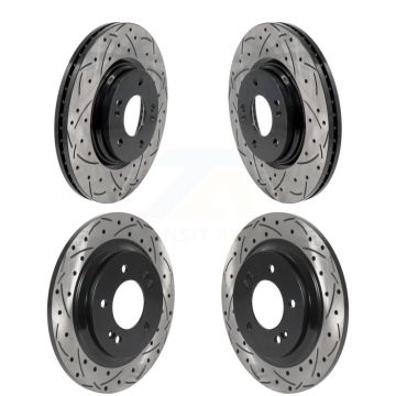 Front Rear Coated Drilled Slotted Disc Brake Rotors Kit For Hyundai Sonata Kia K5 KD-100624