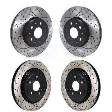 Front Rear Coated Drilled Slot Disc Brake Rotor Kit For 2016 Chevrolet Camaro SS with 3.6L KD-100625