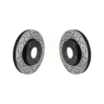 Front Coated Drilled Slotted Disc Brake Rotors Pair For Hyundai Elantra KD-100626