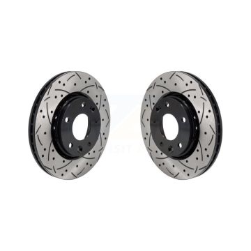 Front Coated Drilled Slotted Disc Brake Rotors Pair For Nissan Kicks Sentra KD-100631