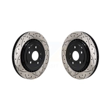 Rear Coated Drilled Slotted Disc Brake Rotors Pair For Chevrolet Camaro Cadillac ATS KD-100632