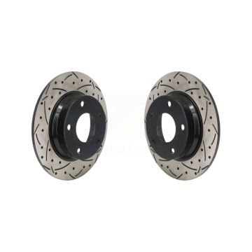 Rear Coated Drilled Slotted Disc Brake Rotors Pair For 2020-2023 Nissan Sentra KD-100634
