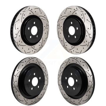 Front Rear Drill Slot Brake Rotor Kit For Ford Edge ST with 2.7L With Red Painted Calipers KD-100644