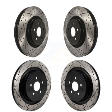 Front Rear Coated Drilled Slotted Disc Brake Rotors Kit For Ford Edge Lincoln Nautilus KD-100645