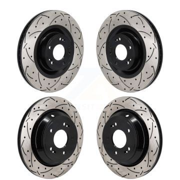 Front Rear Coated Drilled Slotted Disc Brake Rotors Kit For Hyundai Equus Kia K900 KD-100646