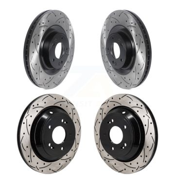 Front Rear Coated Drilled Slotted Disc Brake Rotors Kit For 2011 Hyundai Equus KD-100647