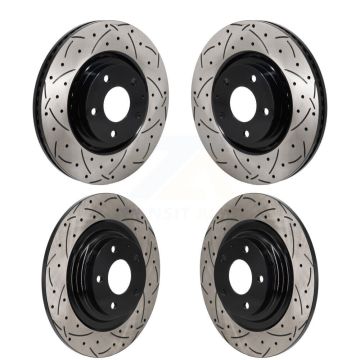 Front Rear Coated Drilled Slotted Disc Brake Rotors Kit For 2016-2023 Mazda CX-9 KD-100648